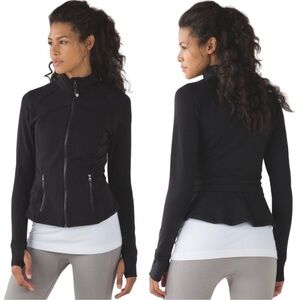 Lululemon Adorable Black Hustle In Your Bustle Peplum Ruffled Jacket Sz 8